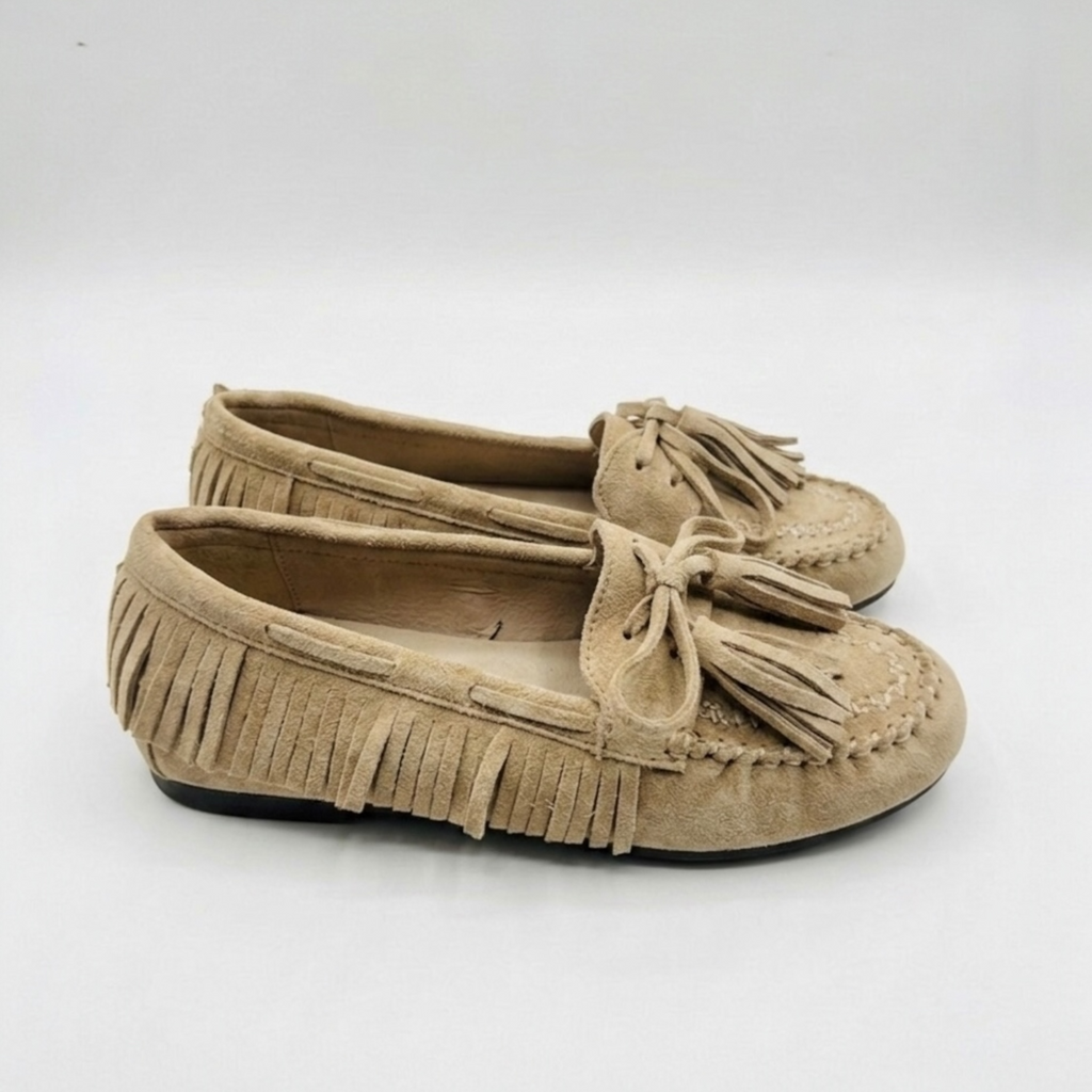 mocassino frange kakhi