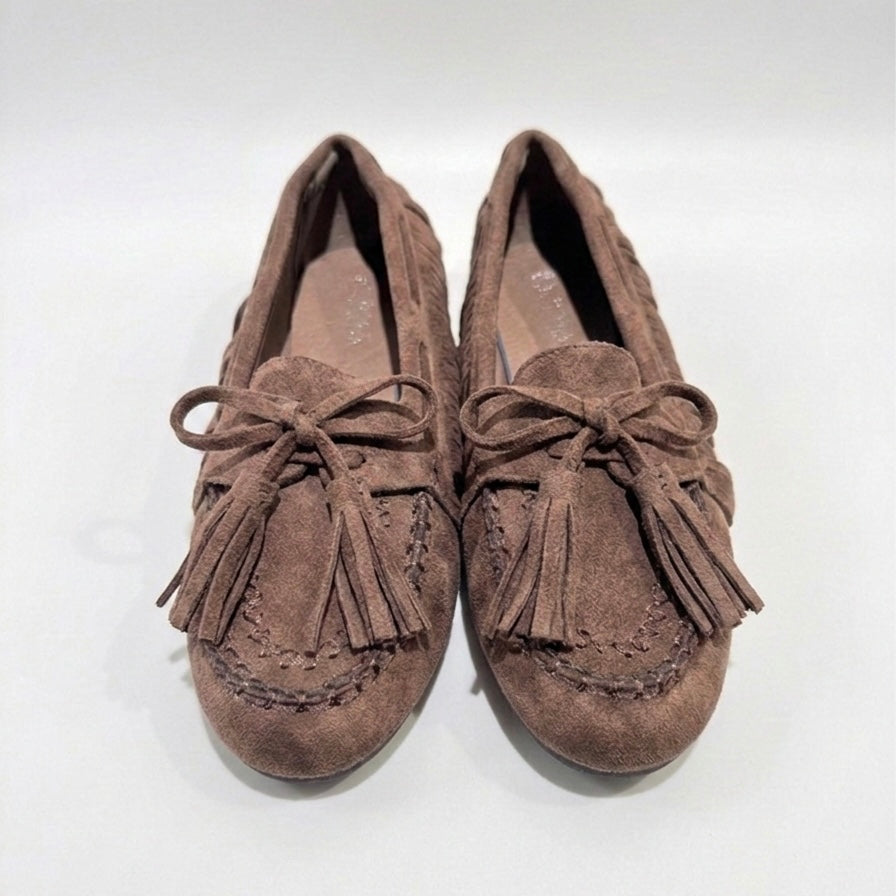 mocassino frange marrone